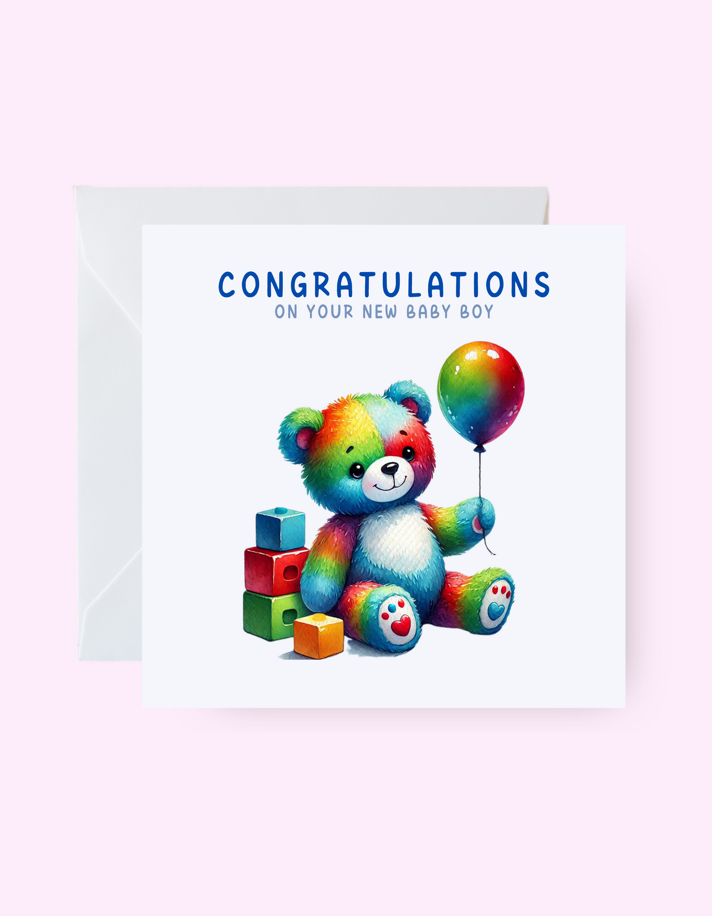 Multi-Coloured Bear Card