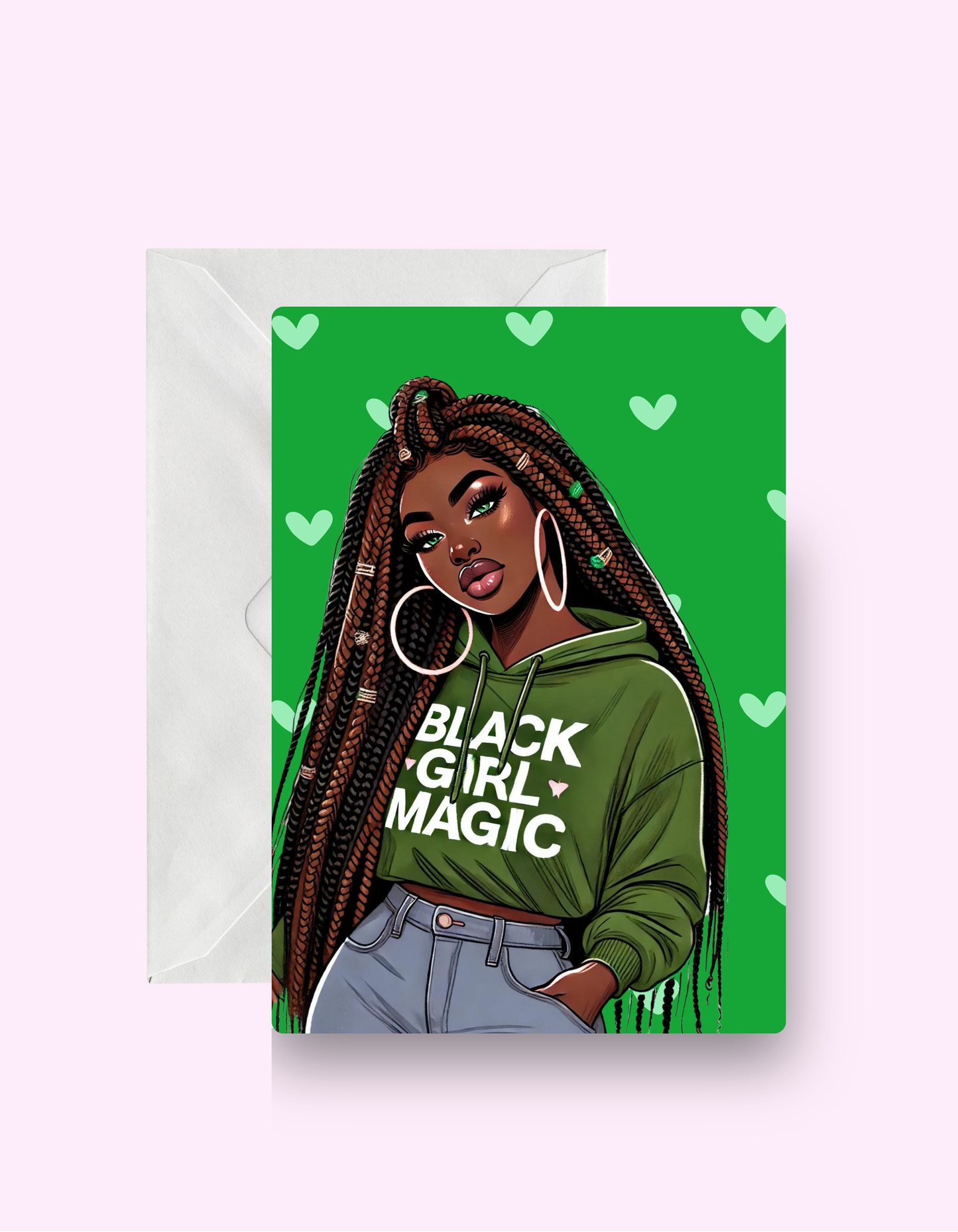 Black Girl Magic Green Two Card