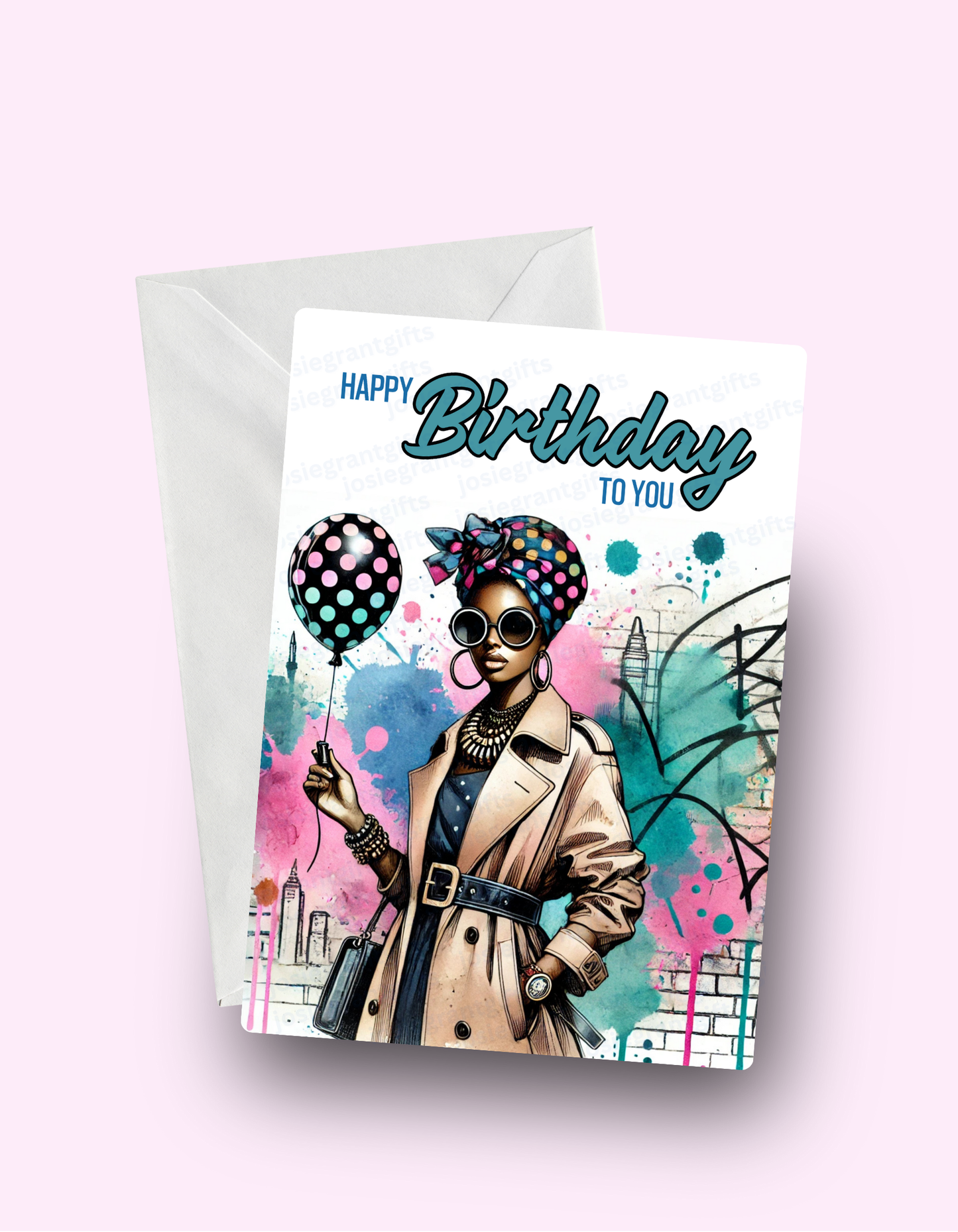 Retro Graffiti Afro Birthday Card