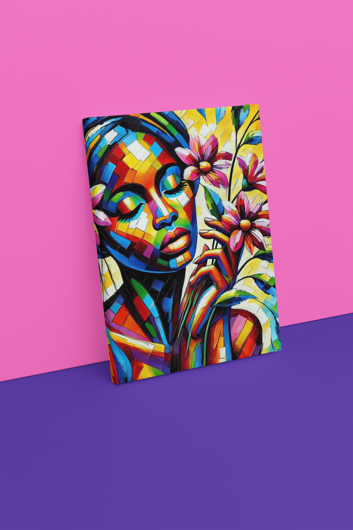 Graceful African Woman with Petals Wall Art