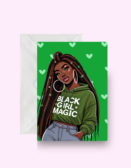 Black Girl Magic Green Two Card