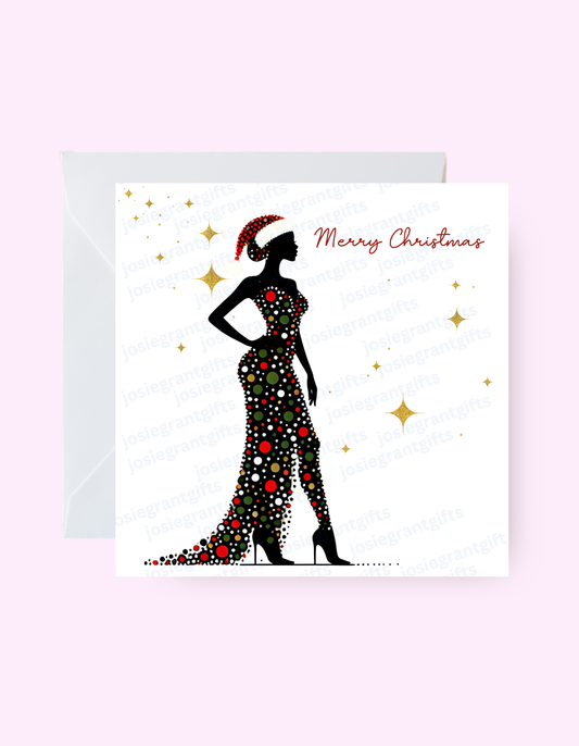 Afro Christmas Woman Card