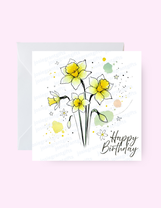 Daffodil Birthday Card